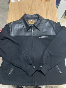 HARLEY-DAVIDSON Herren Motorradjacke mit Woll- und Lederbesatz und Reißverschluss Größe XL - Bild 1 von 11