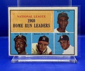 1961 Topps NL HR Leaders #43 Hank Aaron Ernie Banks Ed Matthews Clete Boyer HOF - Picture 1 of 2