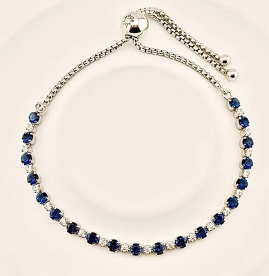 New Genuine Pandora Blue & Clear Sparkle Slider Tennis Bracelet 599377C01-1 23cm - Image 1 of 4