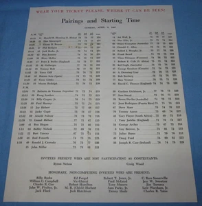Paarungen und Startzeitzettel ~ Masters Golfturnier ~ Sonntag, 9. April 1967 - Bild 1 von 3