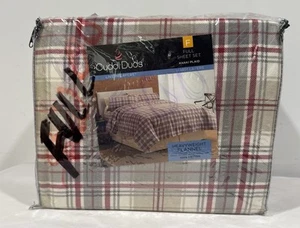 Set completo lenzuola Cuddl Duds cotone pesante kaki rosso quadri righe flanella nuovo - Foto 1 di 3