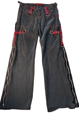 TRIPP NYC Pant Black Red Plaid Stud Punk Rock Goth Skater Grunge Emo Bondage 28” - Image 1 of 4
