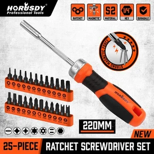 25 Security Torx Screwdriver Bit Set T5-T40 1/4" Ratcheting Magnetic Bit Driver - Picture 1 of 10