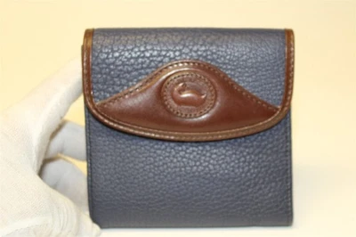 Cartera Dooney & Bourke vintage de cuero para todo tipo de clima triple azul bronceado británico Foto 1 de 4