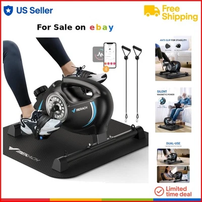 Under Desk Bike Pedal Exerciser Alloy Steel Compact with LCD Display Resistance - Image 1 of 4