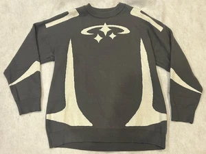 Moderner grau-weißer Strickpullover im Y2K-Stil für Herren Medium - Bild 1 von 6