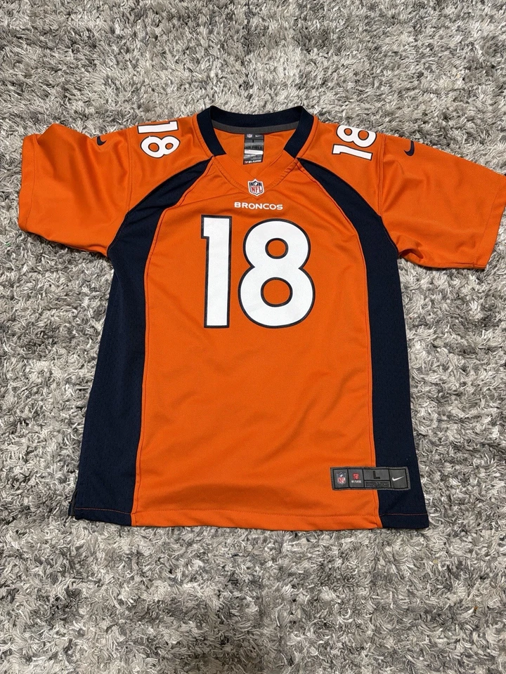 Camiseta de fútbol americano Nike On Field Denver Broncos Peyton Manning #18 juvenil grande L Foto 1 de 4