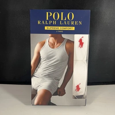 Camisetas sin mangas blancas Polo Ralph Lauren Supreme Comfort para hombre - Paquete de 2 - Medianas - Nuevas Foto 1 de 2
