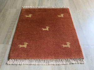 Alfombra de lana vintage Gabbeh anudada a mano alfombra oriental cuadrada hecha a mano de 3 x 3 pies - Imagen 1 de 17