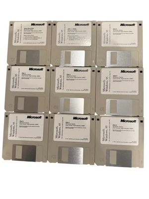 "Juego completo de disquetes de 3,5"" Microsoft Windows 95 1-22 DMF casi como nuevo completo" Foto 1 de 4