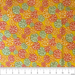 Moda Fresh Squeezed Bright Yellow Citrus Slice Sandy Gervais Fabric | by yard - Picture 1 of 2