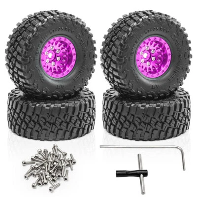 4PCS Aluminum 1.0 Beadlock Wheel Rim/Tire for Traxxas 1/18 TRX4M 1/24 SCX24 AX24 - Image 1 of 4