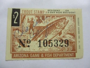 1970 ARIZONA TROUT Stamp SIGNED RES or 5 DAY NON RES See Pics - Picture 1 of 2