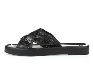 DIANE VON FURSTENBERG schwarze Leder-Slipper glitzernde Pantoletten Sandalen Größe 9 - Bild 1 von 7