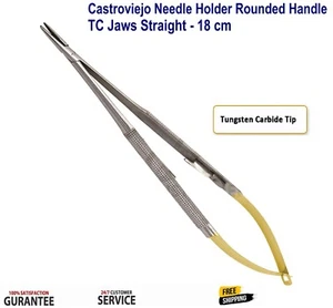 Soporte de aguja de sutura micro castroviejo quirúrgico dental 18 cm recto TC - Imagen 1 de 4