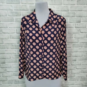 Vintage Worthington Essentials Navy Long Sleeve Button Front Career Casual Shirt - Picture 1 of 7