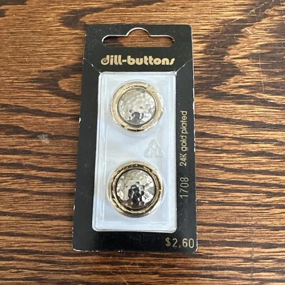 New Vtg 2 PK Dill Buttons 24K Gold Plated #1708 3/4” 20 MM  Made in Germany - Image 1 of 3