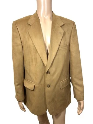 Jeffrey Banks Men’s Blazer Brown 42 R Vintage Polyester Suede Feel Sport Jacket - Image 1 of 4
