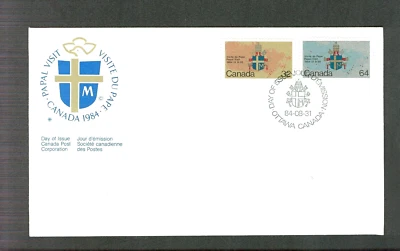 Canada Sc 1030 1031 Combo FDC 1984 Papal Visit Pope Paul John II First Day Cover - Image 1 of 2