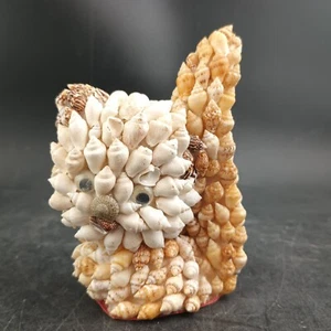 Cat Figurine Made Of Tiny Sea Shells, Vintage 4" Tall - Picture 1 of 5