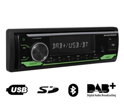 Autoradio Macrom  M-DL4300 DAB  USB AUX Bluetooth  Microfono incorporato 1 Din - Immagine 1 di 4