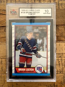 1989-90 O-Pee-Chee Hockey Card Brian Leetch RC #136 KSA GEM MINT 10 NYR - Picture 1 of 2