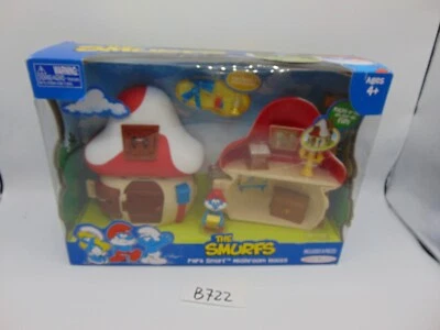 2009 The Smurfs Red White Mushroom House Playset Papa Smurf Figure Peyo Jakks - Image 1 of 4