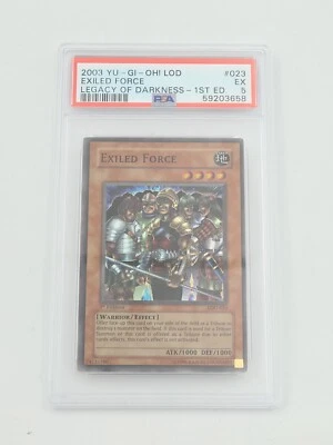 2003 Yugioh Super Rare 1st Edition Legacy of Darkness LOD-023 Exiled Force PSA 5 - Image 1 of 2