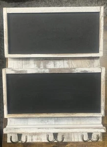 2-slot Rustic Wood Mail Organiser With Chalkboard - Picture 1 of 7