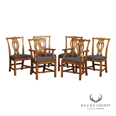 Baker 家具 Chippendale 风格六件套雕刻橡木餐椅 — 第 1/4 张图片