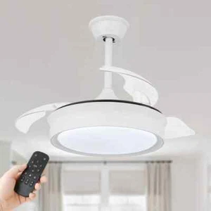 Bella Depot 42 in. White LED Ceiling Fan w/ Retractable Blades, Light & Remote - Picture 1 of 9