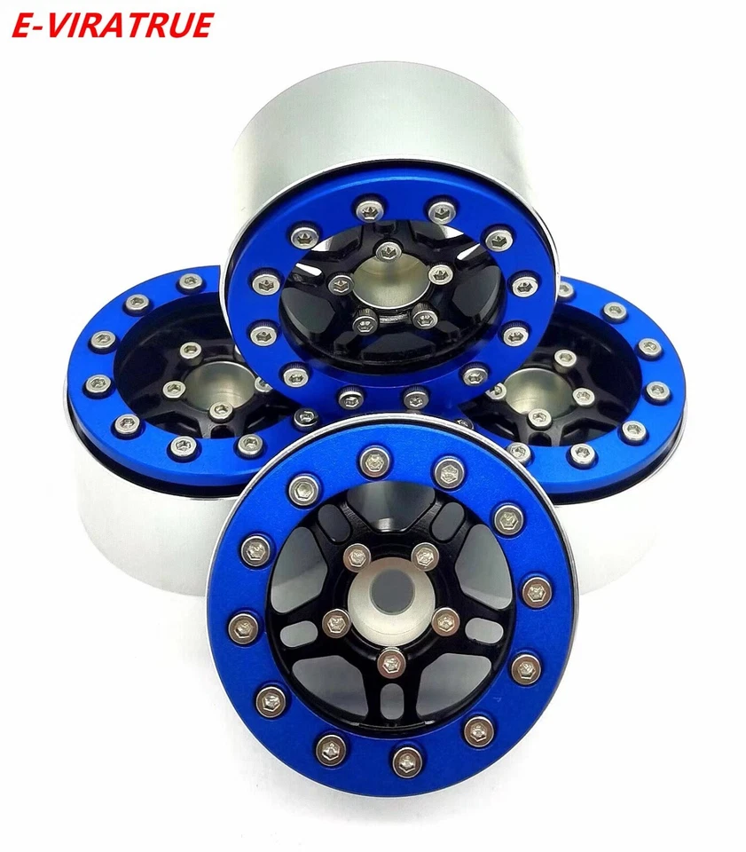 E-VIRATRUE 1.9''Aluminum Bead Lock Wheel For TRX4/TRX6/SCX10  Black 4pcs - Image 1 of 1