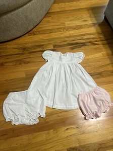 Feltman Brothers Bros Pink Lace Vintage 3pc Dress Baby Girls 9 Months Heirloom - Picture 1 of 17