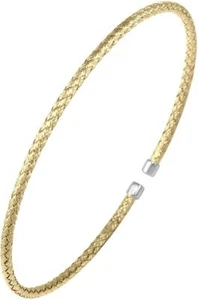 Charles Garnier - "Niza" - Gold-Plated Sterling Silver 2mm Woven Cuff Bracelet - Picture 1 of 1