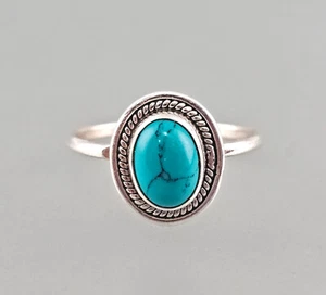 9916186 Vintage 925er Silver Turquoise Ring Gr.54 - Imagen 1 de 4