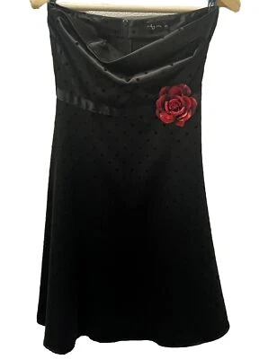 Vestido negro sin tirantes Y2K Ruby Rox Pinup niña con lunares rosas talla 3 Foto 1 de 4