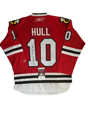 DENNIS HULL Signed Chicago Blackhawks Vintage Reebok LG Hockey Jersey JSA-COA 🏒 - Image 1 of 4