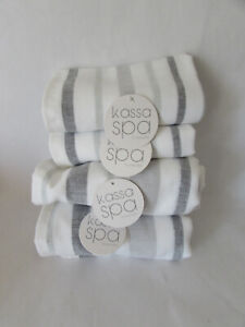 Kassatex Kassa Spa 2 Hand Towels & 2 Washclothes 100% Cotton Quick Dry Sea Glass