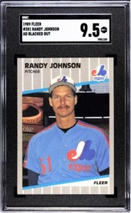 1989 Fleer #381 Randy Johnson SGC 9.5 MINT+ Ad Blacked Out RC Expos Mariners - Picture 1 of 1