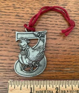 1992 Seagull PEWTER Twelve 12 Days of Xmas “3 French Hens” Ornament ONLY - Picture 1 of 3