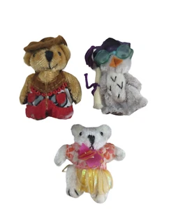 Furryville 2 Osos y Búho, Hawaiano y Vaquero, Graduado Sabio, Posable 2" Animales - Imagen 1 de 15
