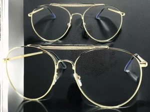 Men or Women Classic Vintage Retro Style Clear Lens SUN GLASSES Gold Metal Frame - Picture 1 of 6