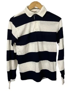 Vintage 90's Men S Print Ons Striped Navy Blue & White Long Sleeve Preppy Shirt - Picture 1 of 7