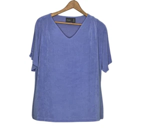 Chico's Travelers 2 Periwinkle Slinky Travel Knit V-Neck Shirt Large L 12 14 - Picture 1 of 4