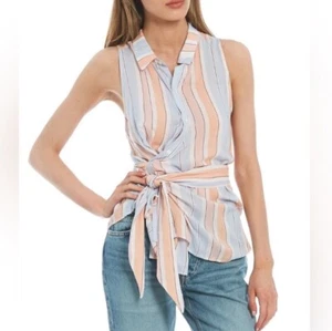 Free People Women’s Pastel Striped Mackenzie Wrap Top Size Small NWT Sleeveless - Picture 1 of 13