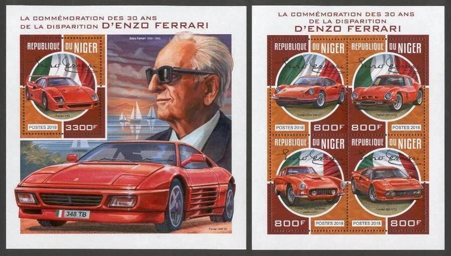 Níger 2018 - Ferrari / productor de automóviles italiano - sellos estampilla MNH** Foto 1 de 1
