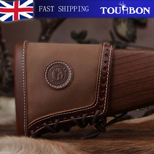 TOURBON Canvas Leather Recoil Pad Shotgun Buttstock Protector Slip-on Hunting - Picture 1 of 24
