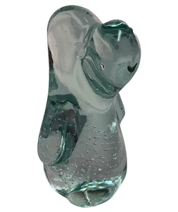 Vintage Murano Style Aqua Clear Art Glass Basset Hound Dog Figurine Collectible - Picture 1 of 8