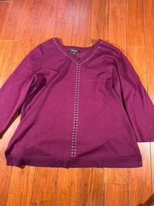 NWT Roz & Ali Soft Maroon cardigan sweater pullover women’s size XL DressBarn - Picture 1 of 4