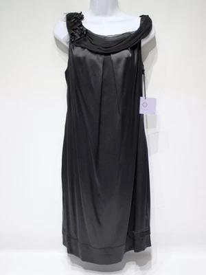 NWT Vera Wang Lavender Label 100% Silk Black Shimmer Midi Dress Flowers Women 10 - Image 1 of 4